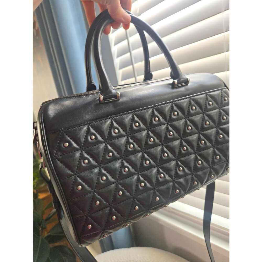 Saint Laurent Studded Leather Crossbody Satchel Bag - Picture 15 of 16